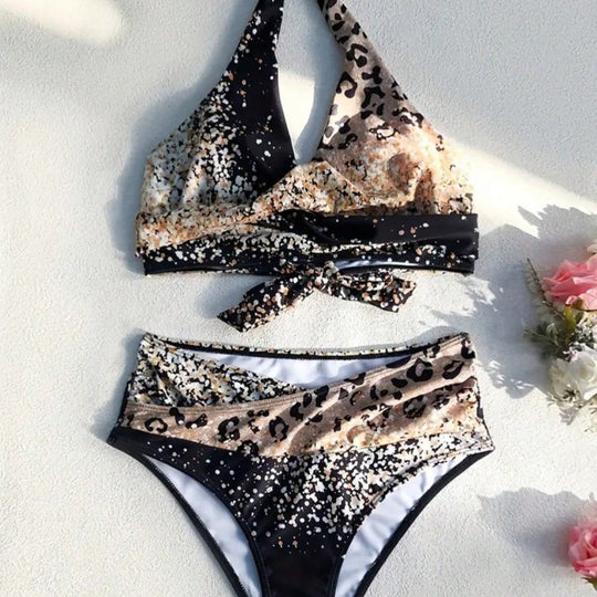 Damen Hochtailliertes Bikiniset mit verspieltem Knoten und schimmernden Akzenten R&B