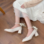 Damen elegante Absatzschuhe mit Perlenschmuck und Schleifen R&B