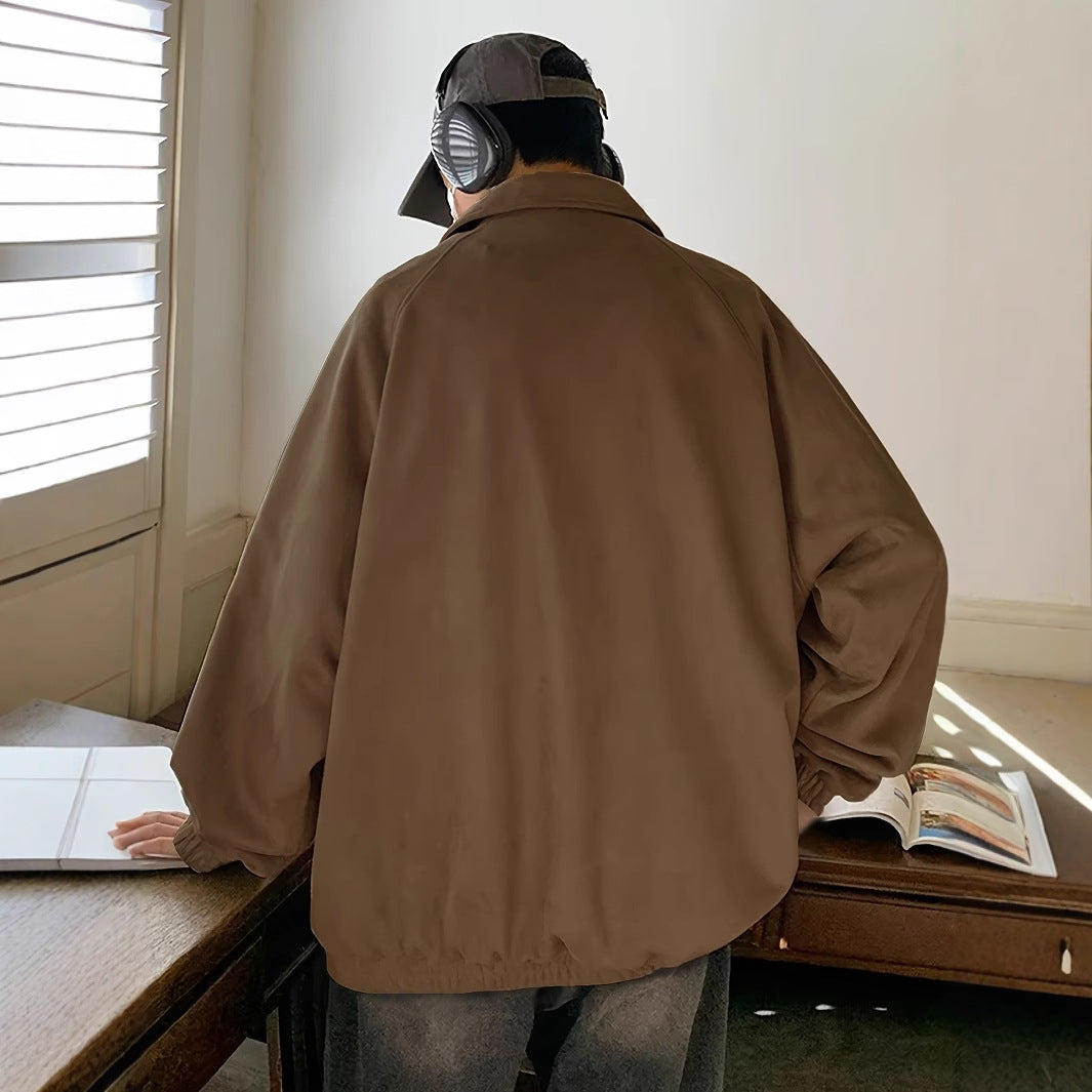 Herren lässige Overshirt-Jacke aus bequemem Softmaterial mit Druckknopfverschluss