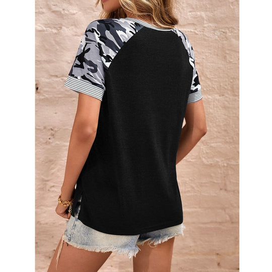 Damen Raglan-T-Shirt mit Camouflage-Details R&B