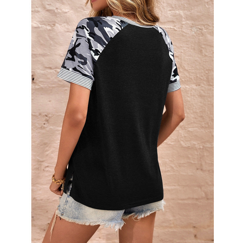 Damen Raglan-T-Shirt mit Camouflage-Details R&B