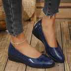 Damen Komfortable Wedge-Pantoletten mit elegantem Kunstleder-Obermaterial