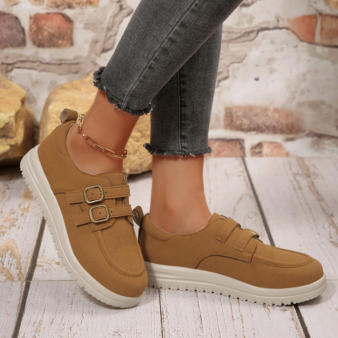 Damen modische Sneakers mit Doppelschnallen R&B