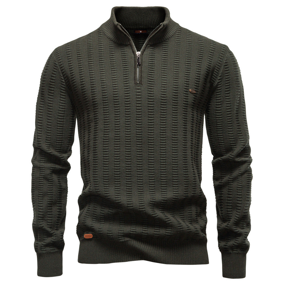 Herren Pullover mit strukturiertem Design und halbem Reißverschluss R&B