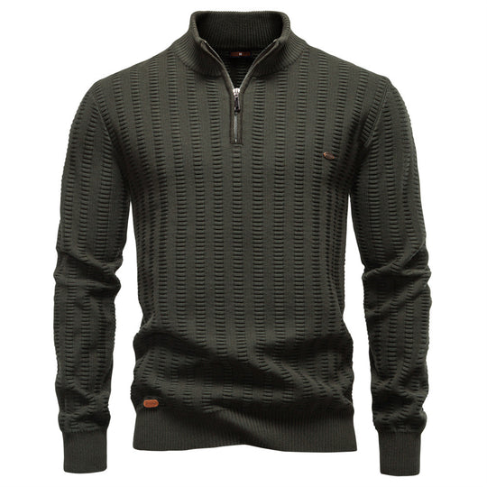 Herren Pullover mit strukturiertem Design und halbem Reißverschluss R&B