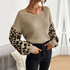 Damen casual Pullover mit modischem Leopardenmuster und lockerer Passform R&B