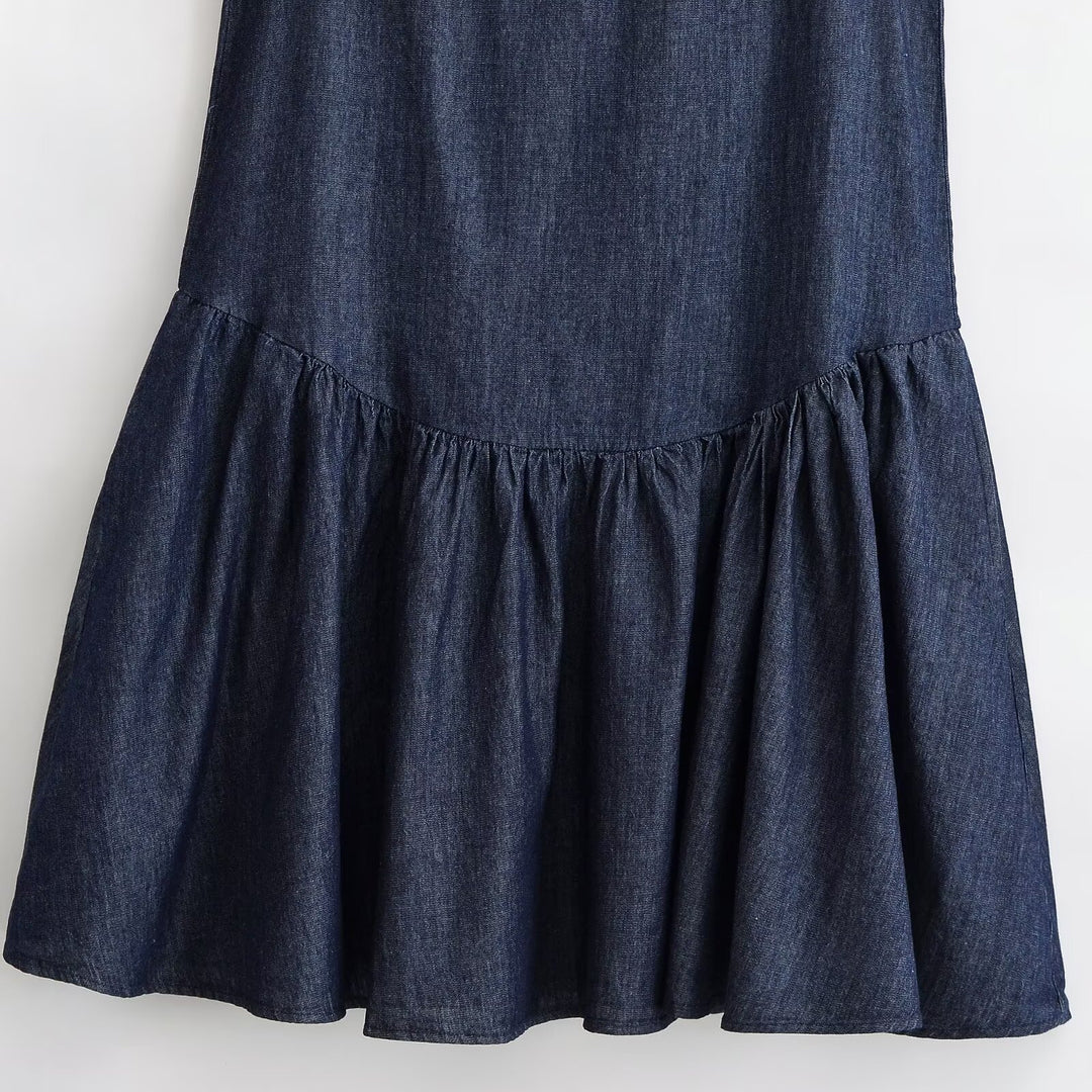 Damen Sommerkleid mit voluminösem Rocksaum und raffiniertem Schnürdetail R&B