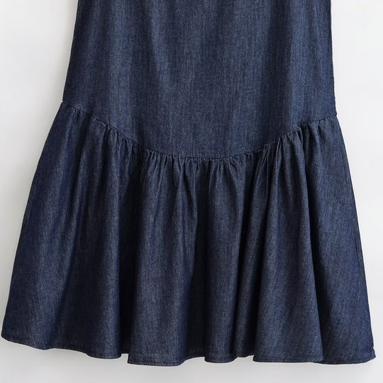 Damen Sommerkleid mit voluminösem Rocksaum und raffiniertem Schnürdetail R&B