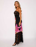 Damen Off-Shoulder Spitzenkleid mit Floral-Akzenten und transparentem Unterstoff R&B
