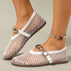 Damen luftige Schlüpfschuhe mit elegantem Netzdesign und modischer Schnalle R&B