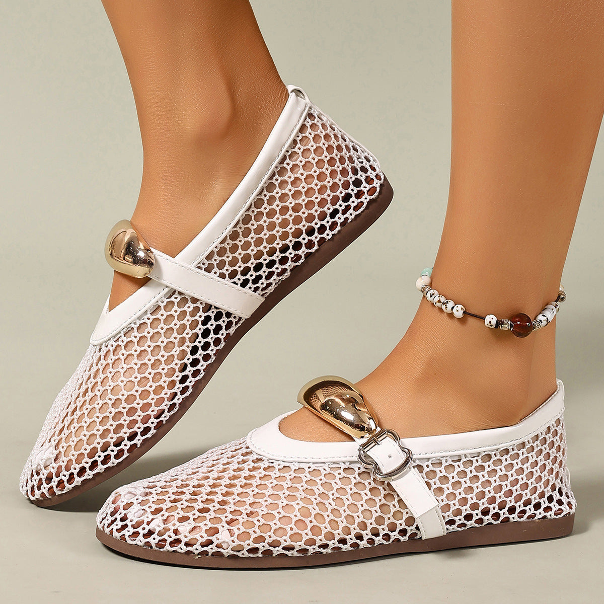 Damen luftige Schlüpfschuhe mit elegantem Netzdesign und modischer Schnalle R&B