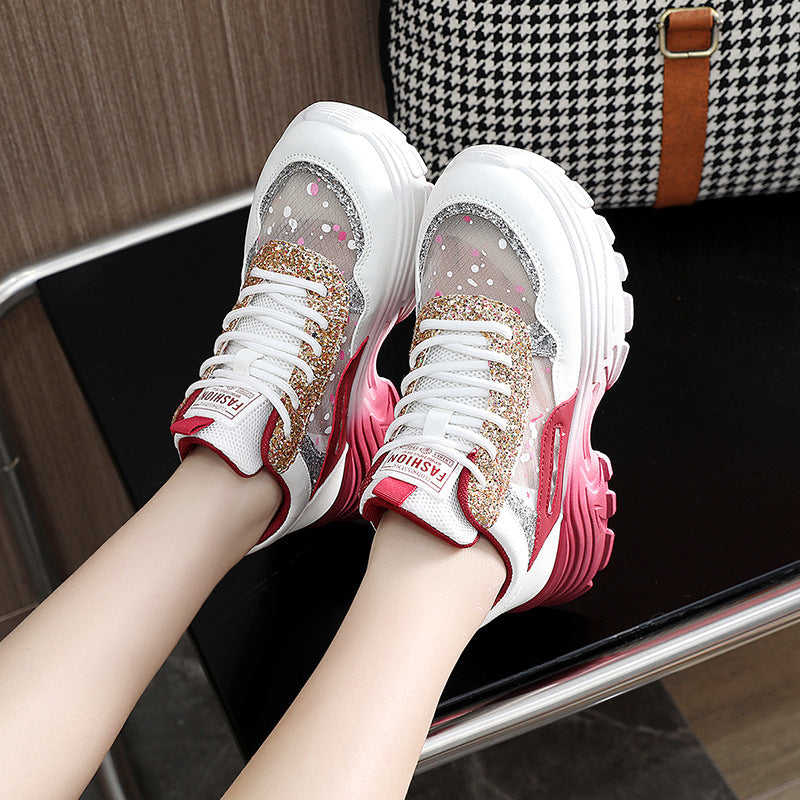 Damen Sportliche Sneakers mit schimmernden Akzenten und bequemer Dämpfung Heidi Mode