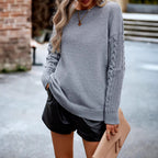 Damen gemütlicher Pullover mit detailreichen Strickärmeln R&B