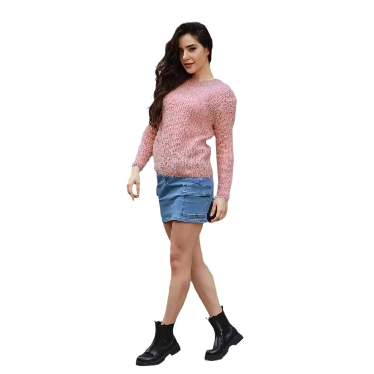 Damen luxuriöser Pullover mit weichem Strickmuster R&B