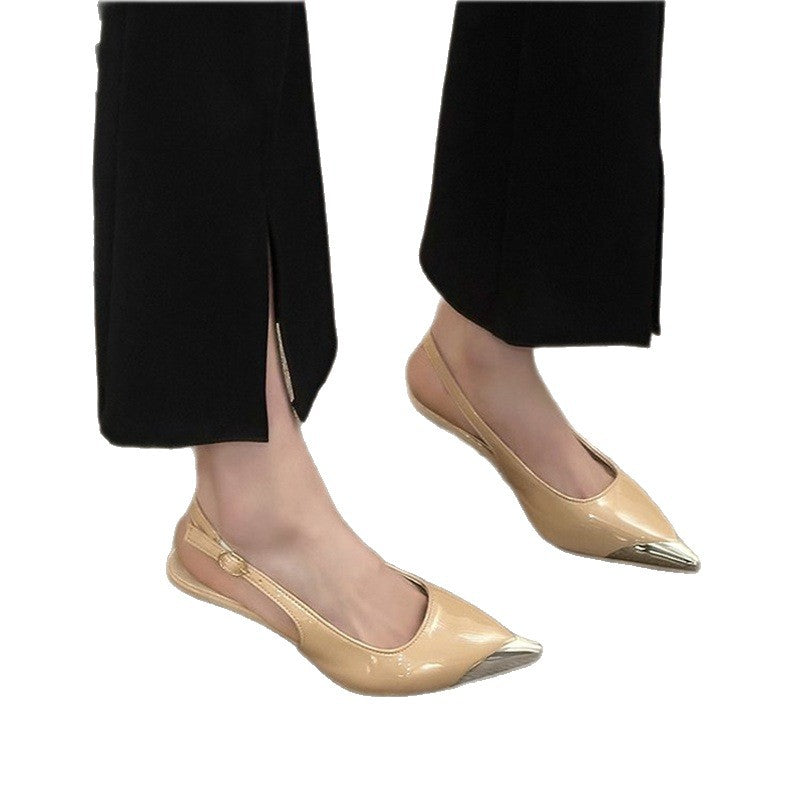 Damen Slingback Pumps mit spitzem Design und glänzendem Metallverschluss R&B