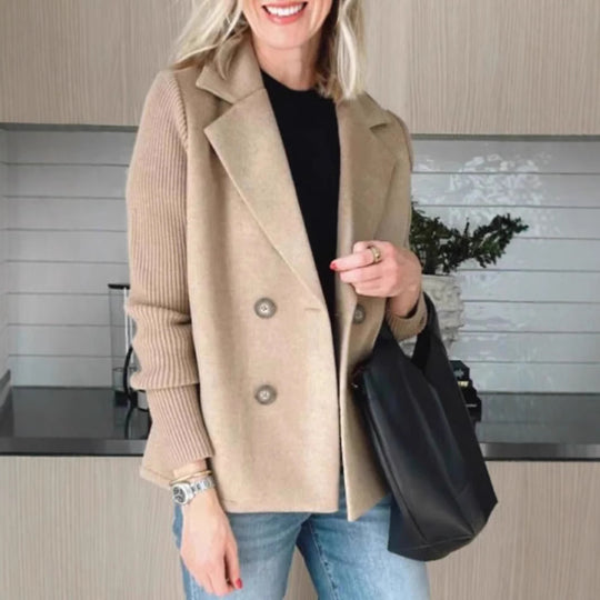 Damen Modischer Blazer mit doppelter Knopfleiste und Rippärmel R&B