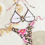 Damen Triangel-Bikini-Set mit floralem Leo-Muster R&B