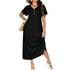 Damen lässiges Maxikleid mit Knopfdetails und elegantem Schnitt R&B