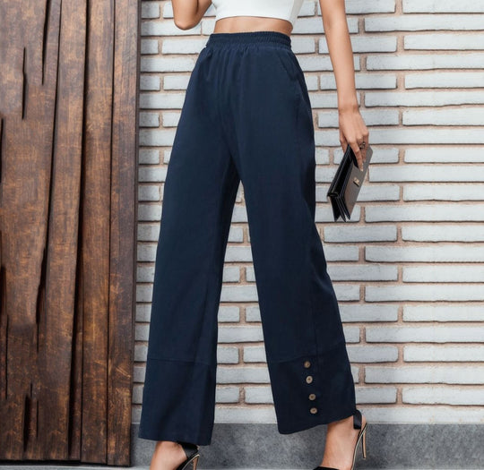 Damen Weite Leisure-Hose mit dekorativen Druckknöpfen R&B