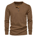 Herren Langarm-Henley-Shirt mit strukturierter Oberfläche und dekorativer Knopfleiste R&B
