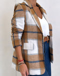 Damen Kariertes Blazerjacke aus weichem Material mit eleganten Details R&B