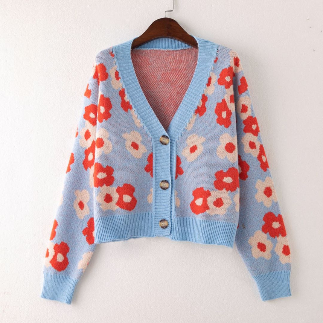 Damen cardigan mit floralem Muster und Knopfdetails R&B