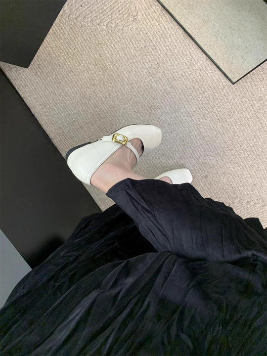 Damen Ballerinas mit eleganter Schnalle und metallischer Oberfläche R&B