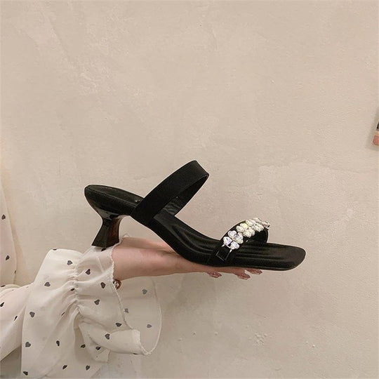 Damen elegante Slipper mit funkelnden Strassverzierungen R&B