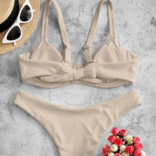 Damen Bügel-Bikini mit feinen Rippendetails R&B