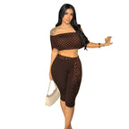 Damen Crop-Top und Leggings Set mit Polka-Dots und Raffungen R&B