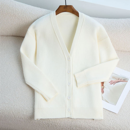 Damen Strick-Cardigan mit V-Ausschnitt und feiner Knopfleiste R&B