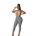 Damen körperbetontes Sport-Outfit mit modischem Print R&B