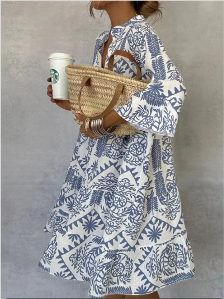 Damen Tunika-Kleid mit floralem Design und lockerer Passform R&B