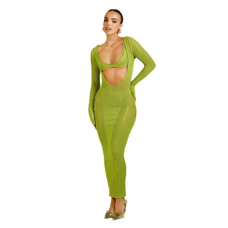 Damen eng anliegendes Netzkleid mit Cut-Out-Details R&B