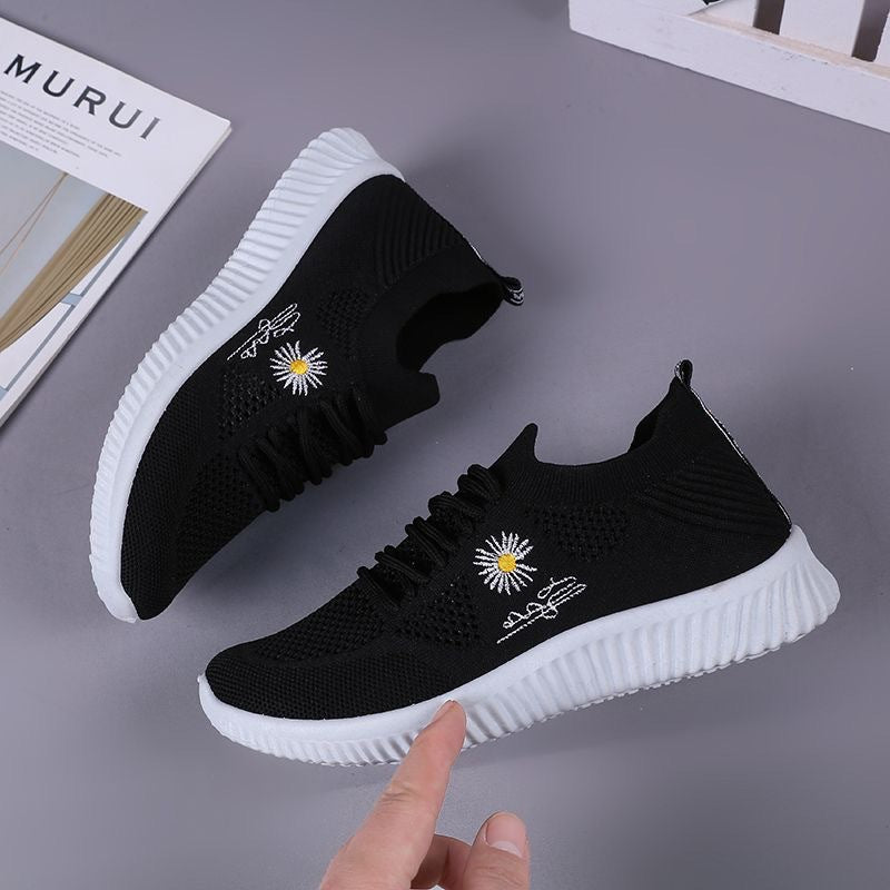 Damen modische Sneaker mit floralem Design und elastischem Einsatz R&B