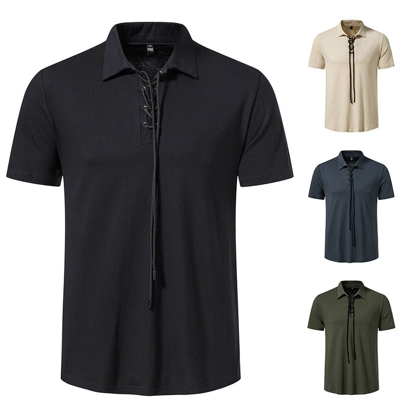 Herren Polo-Shirt mit einzigartigem Schnürdesign