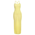 Damen Transparente Maxikleid mit Kreuzträgern und strukturiertem Design R&B
