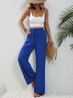 Damen Weite High-Waist Hose mit elastischem Bund und lässigem Schnitt R&B