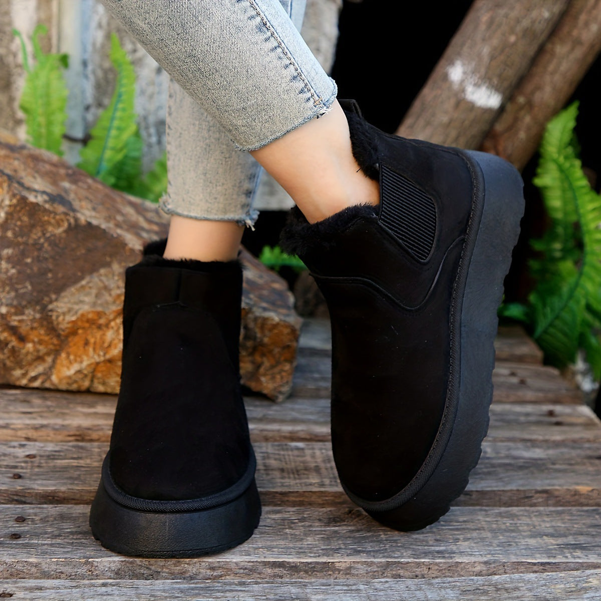 Damen Komfortable Chelsea-Stiefeletten mit Warmfutter R&B