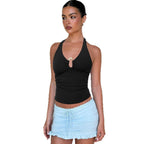 Damen Neckholder-Top mit dekorativem Ausschnitt und Raffung R&B