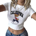 Damen T-Shirt mit kreativem Bärenmotiv und urbanem Lifestyle-Print R&B