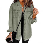 Damen Oversized Jeanshemd mit Fransen R&B