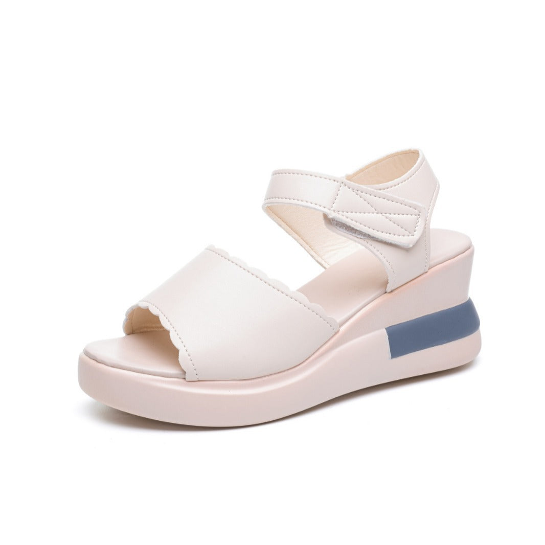 Damen nan Plateau-Pantolette mit überkreuzten Lederoptik-Riemen und ergonomischem Fußbett R&B