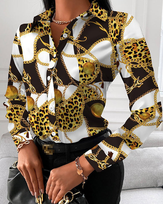 Damen Bluse mit elegantem Kettenmuster R&B