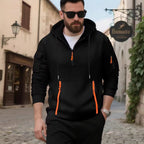 Herren sportlicher Kapuzenpullover mit strukturiertem Design und praktischen Reißverschlusstaschen R&B
