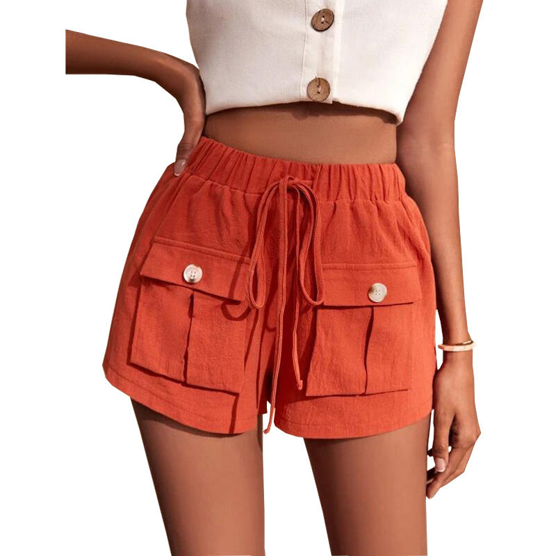 Damen lässige Shorts mit praktischen Taschen und komfortablem Kordelzug R&B