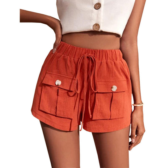 Damen lässige Shorts mit praktischen Taschen und komfortablem Kordelzug R&B