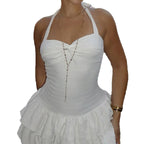 Damen Sommerliches Tüllkleid mit verstellbaren Spaghettiträgern und Rüschendetails R&B