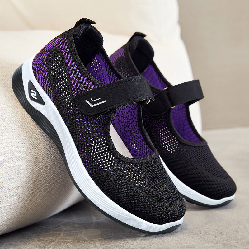 Damen Sportliche Sneakers mit Klettverschluss und atmungsaktiver Netzstruktur R&B