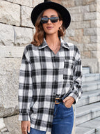 Damen Oversized Karobluse mit modernen Details